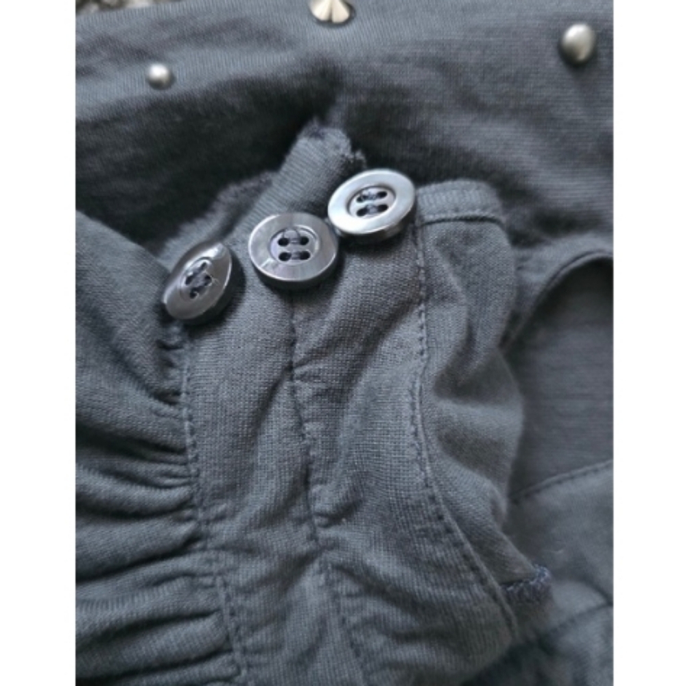 Dior Charcoal Buttoned Top with Stud Accents - Picture 5 of 6